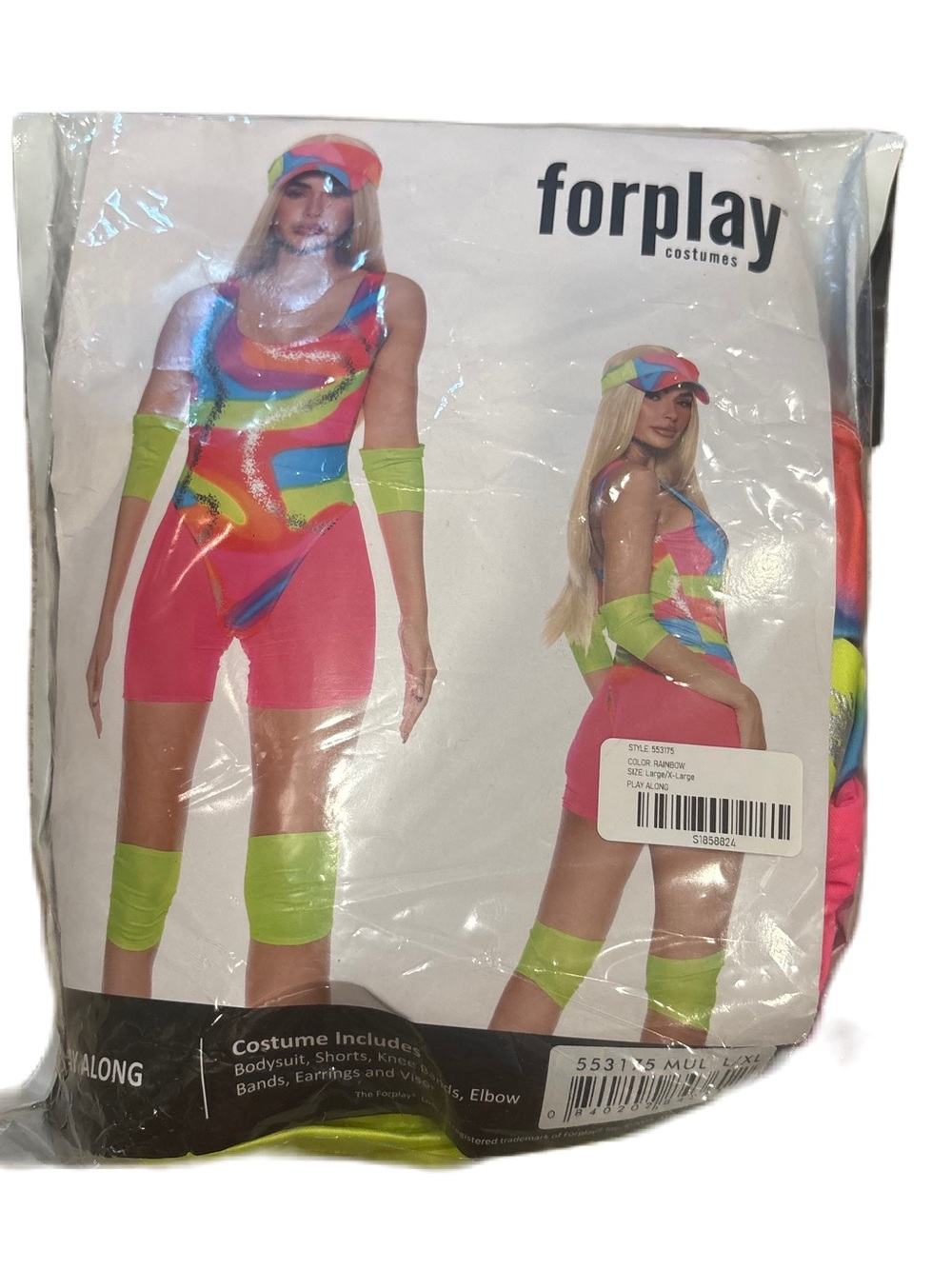 Forplay Neon Rainbow Roller Skating Outfit Costume Barbie Roller Blading Large
